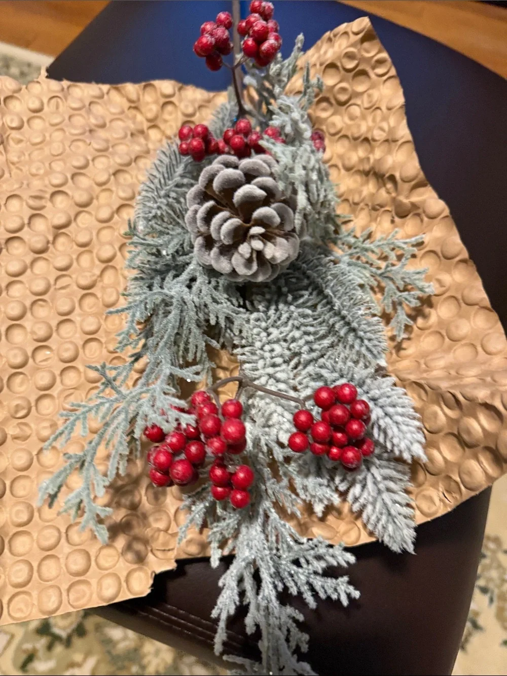 Frosted Pinecone & Red Berry Holiday Pick